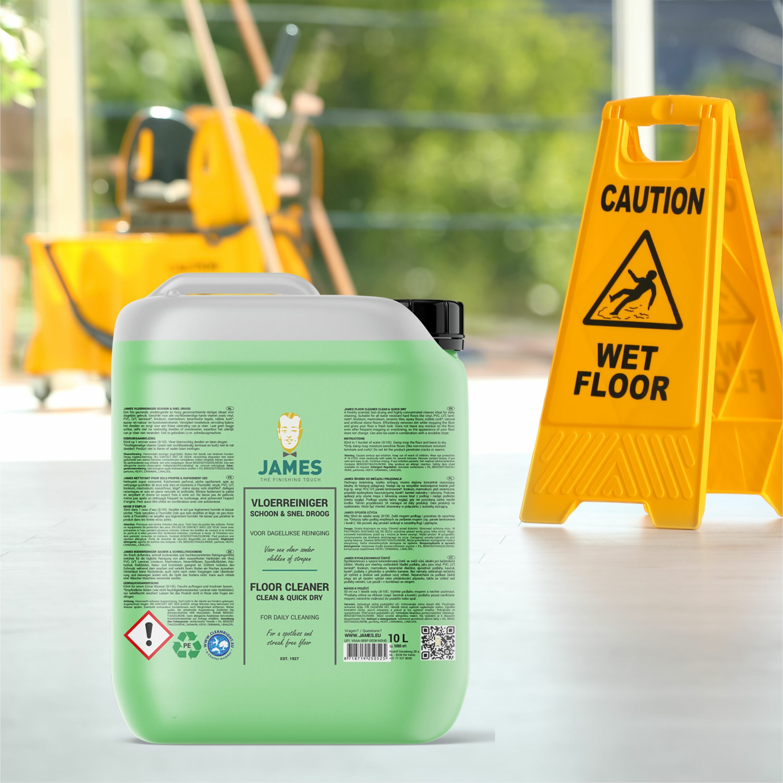 Clean & Quick Dry - caution wet floor